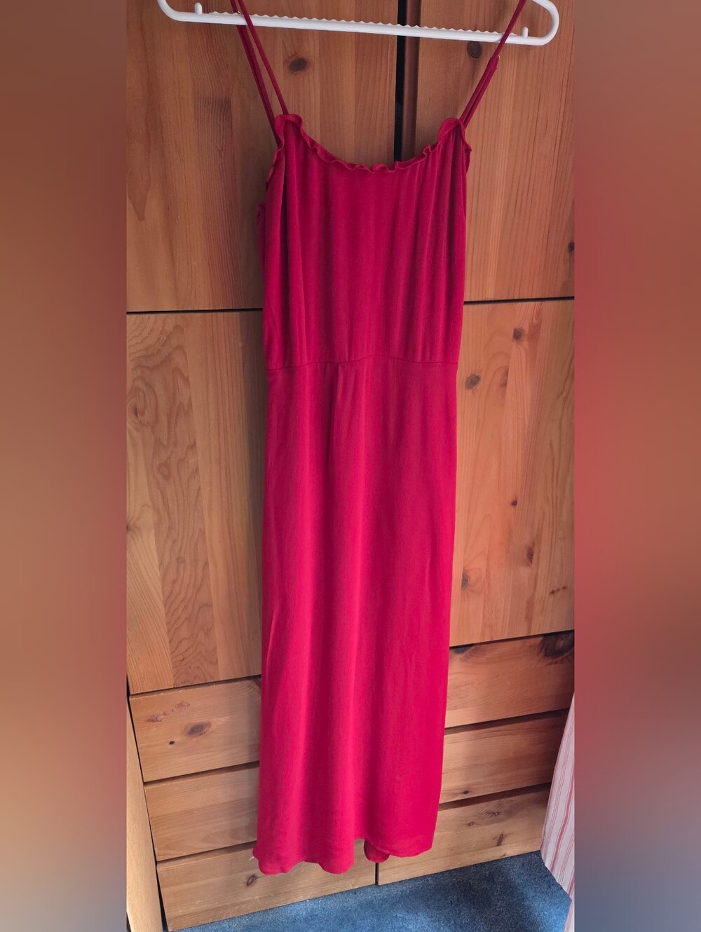 Reformation Red Cassandra Maxi Slip Dress Size 2